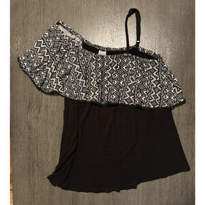 Time And True Women's Ruffle Black Tank Top Size L